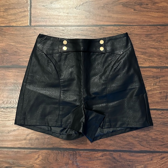 Nasty Gal Button It Faux Leather Shorts - Picture 3 of 5